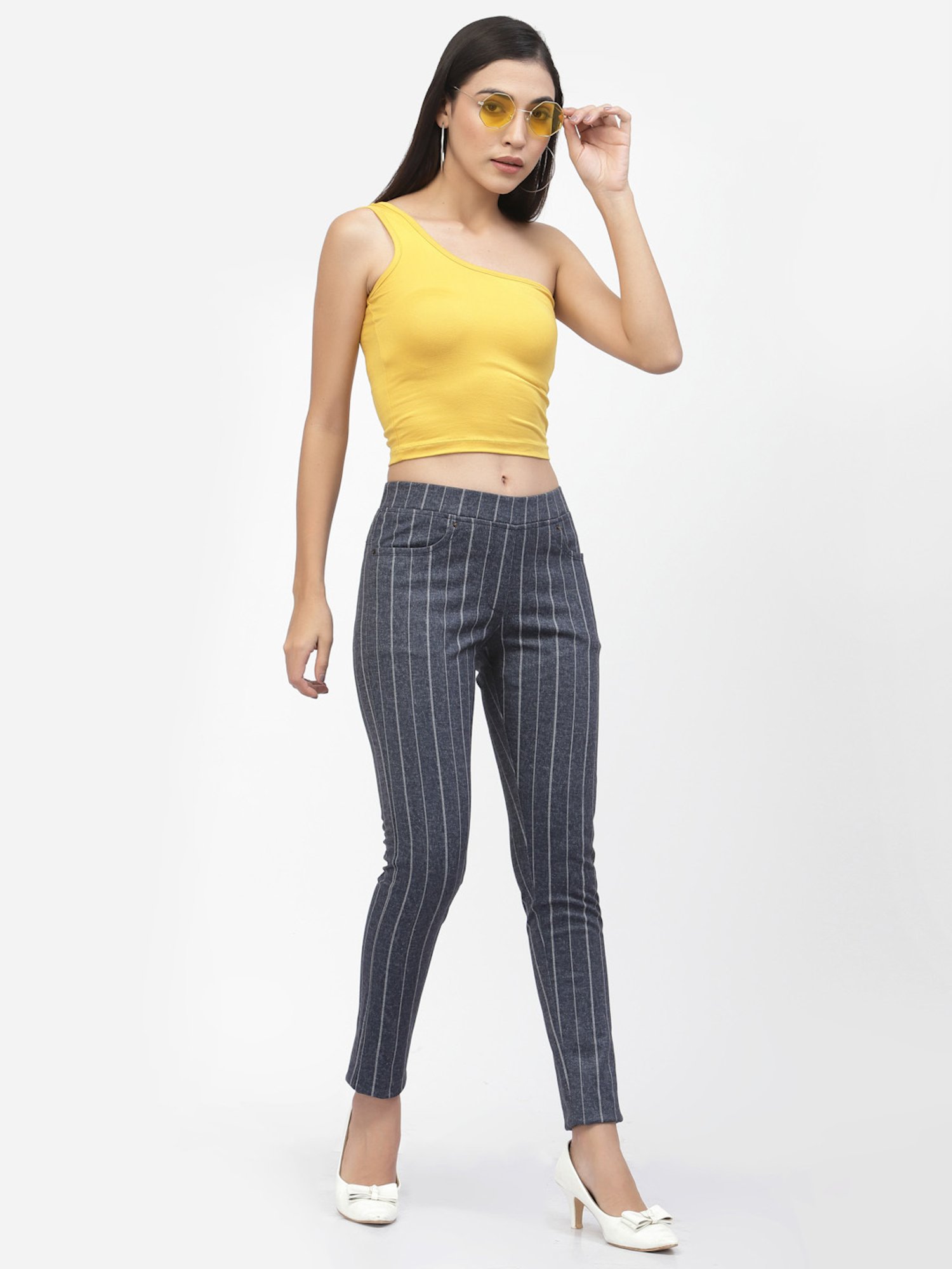 Westwood Blue Cotton Striped Jeggings