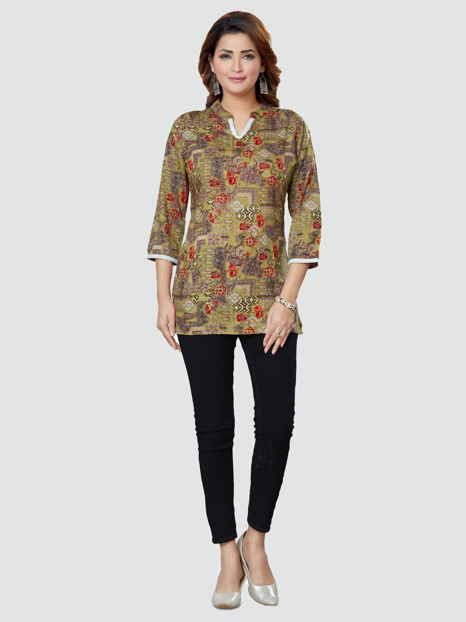 Saree Swarg Green Printed Tunic