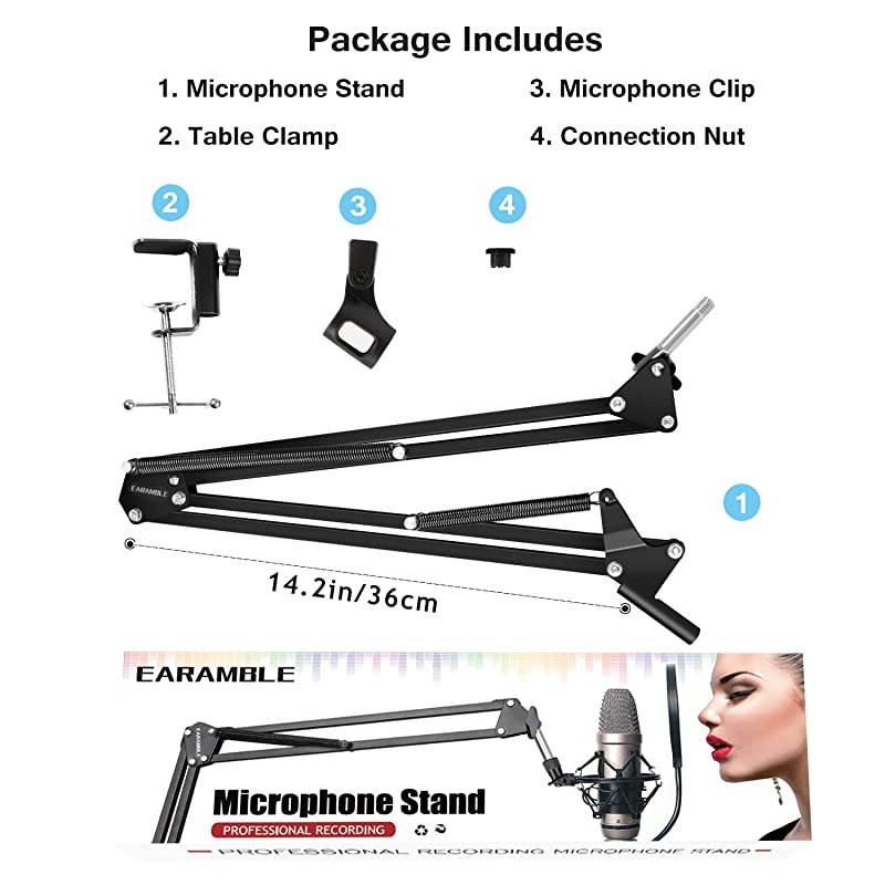 Suspension Mic Clip Adjustable Boom Studio Scissor Arm Stand For Blue Yeti Snowball Constructed With Premium Quality Metals For Professional Streaming VoiceOver RecordingGames