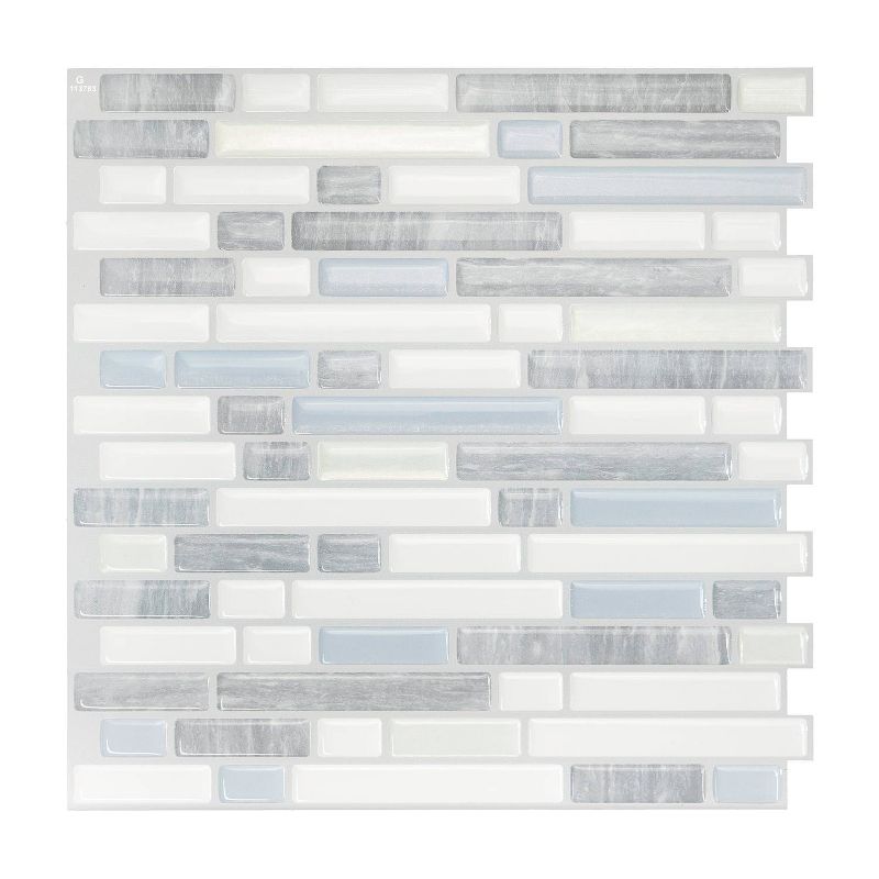 Smart Tiles 3D Peel and Stick Backsplash 4 Sheets of 10.06" x 10" Kitchen and Bathroom Wallpaper Bellagio Costa