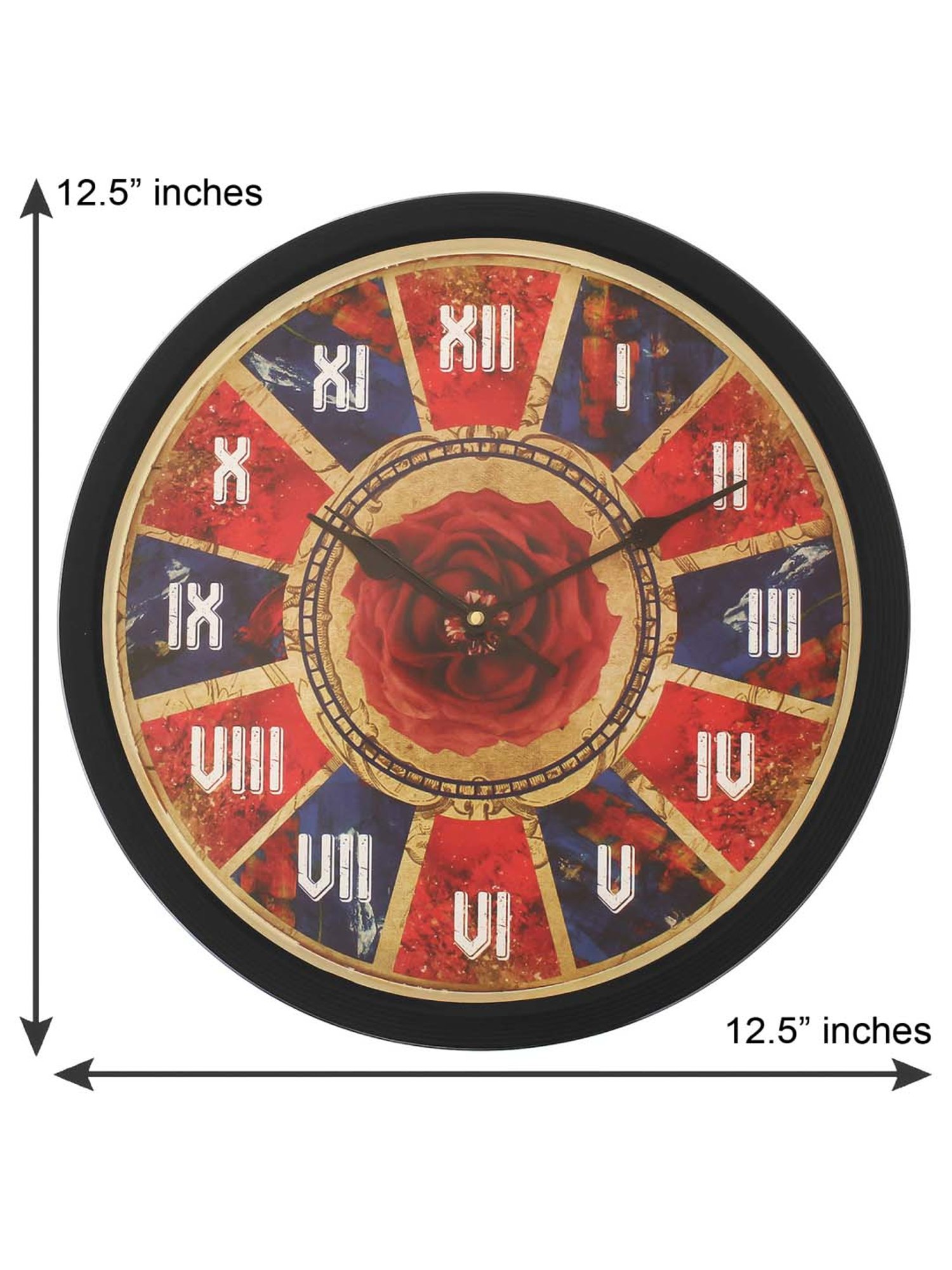 eCraftIndia Designer Round Analog Black Wall Clock