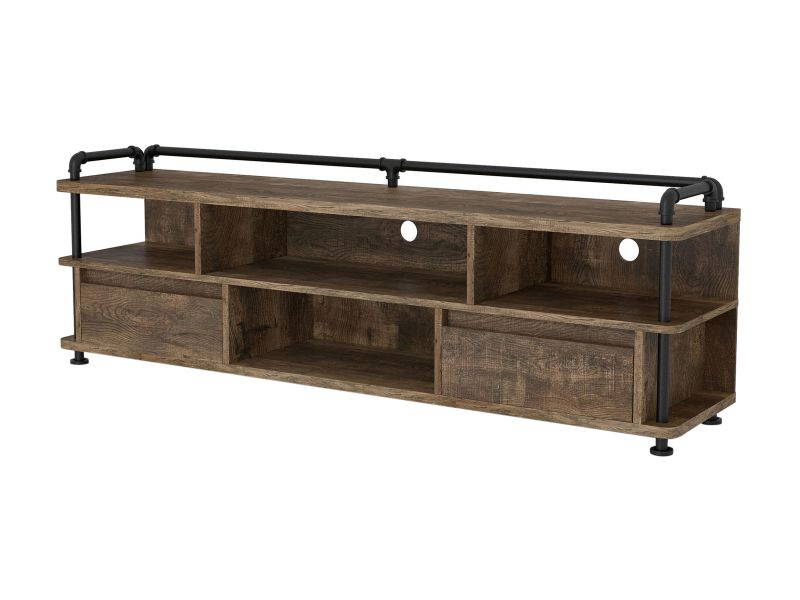 Furniture of America Kembas Rustic Wood TV Stand in Reclaimed Oak
