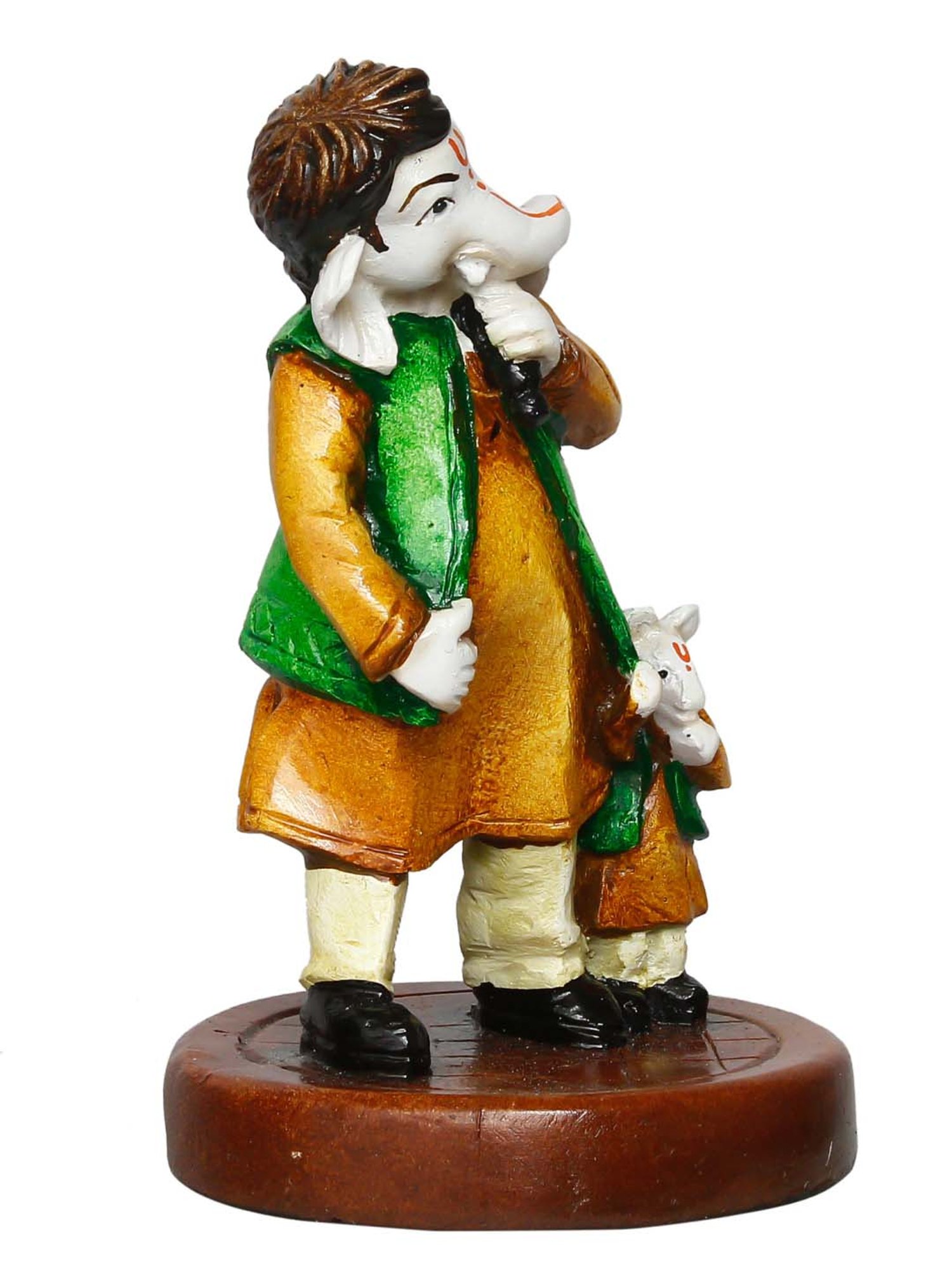 eCraftIndia Lord Ganesha Singing with Mushak Colorful Handcrafted Decorative Figurine