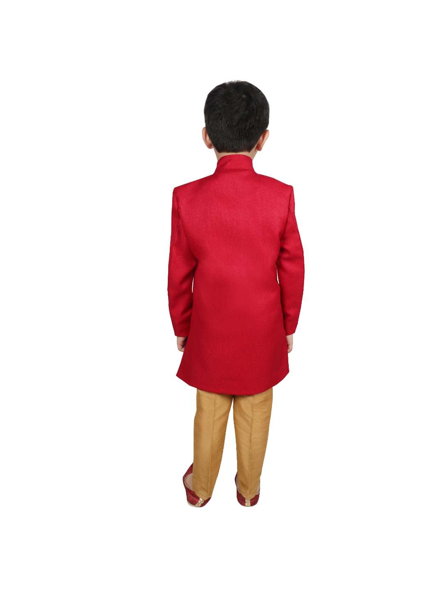 SG Yuvraj Kids Maroon & Brown Solid Sherwani with Pyjama