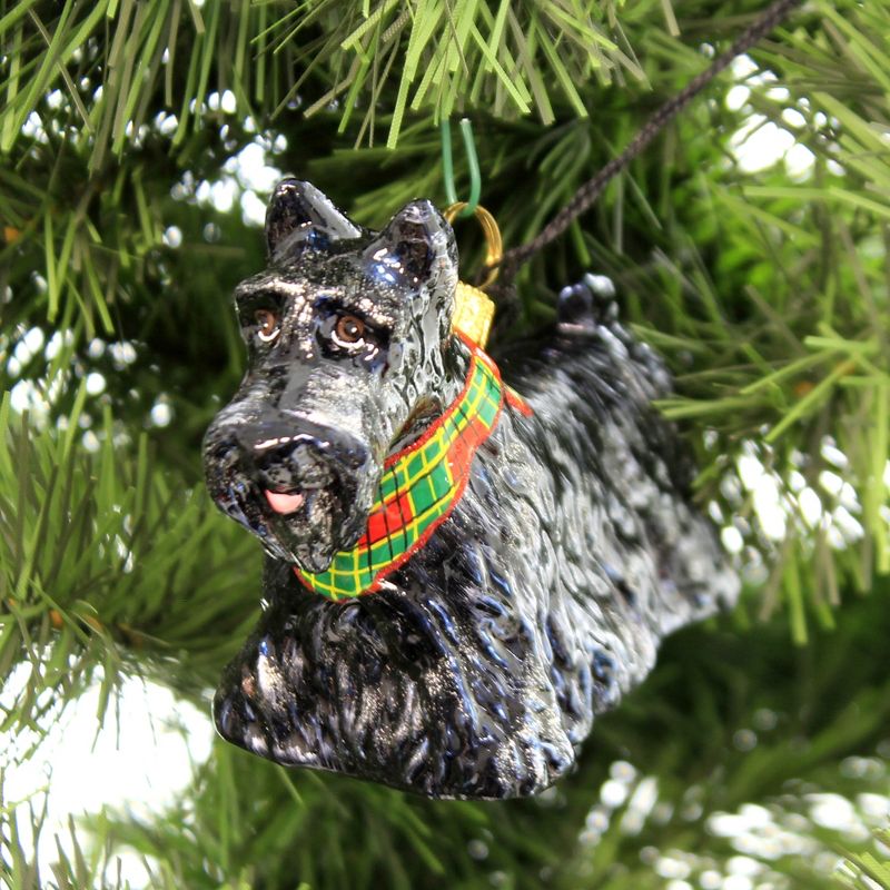 Joy To The World 2.75" Scottish Terrier Tartan Bandana Ornament Plaid Pet Set Dog  -  Tree Ornaments