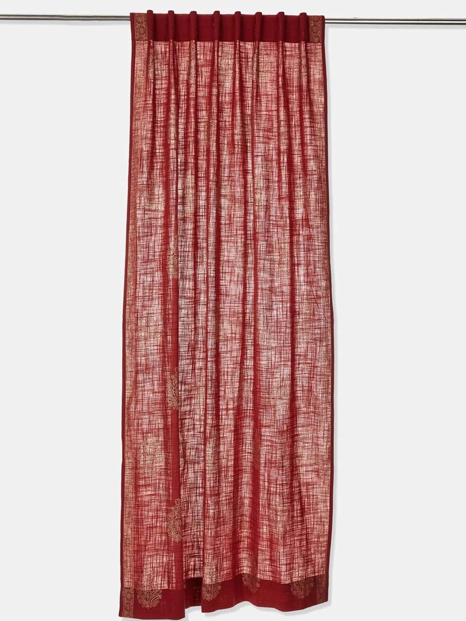 Swayam Brown Paisley J&B Blackout Eyelet Door Curtain - Single Piece (7 Ft)