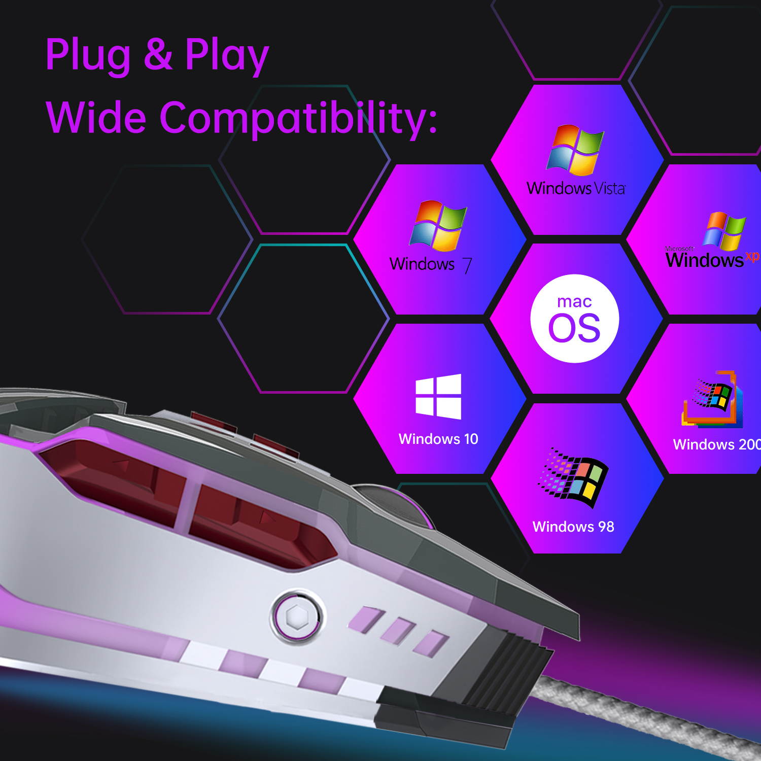 Donwell 7-Buttons Gaming Mouse USB Wired LED Breathing Fire Button 3200 DPI Laptop PC, Valentines Day gift, Gaming Mechanical Wired Mouse