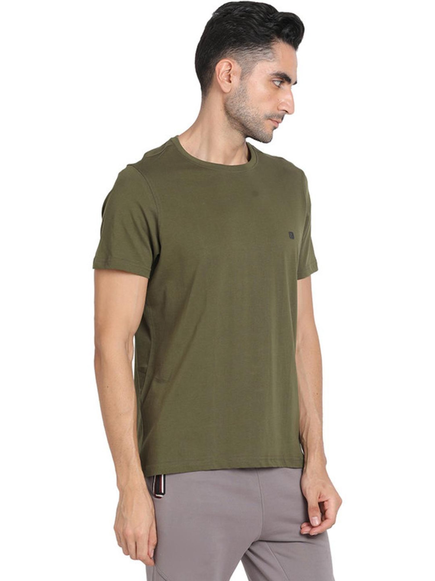 Turtle Green Cotton Slim Fit T-Shirt