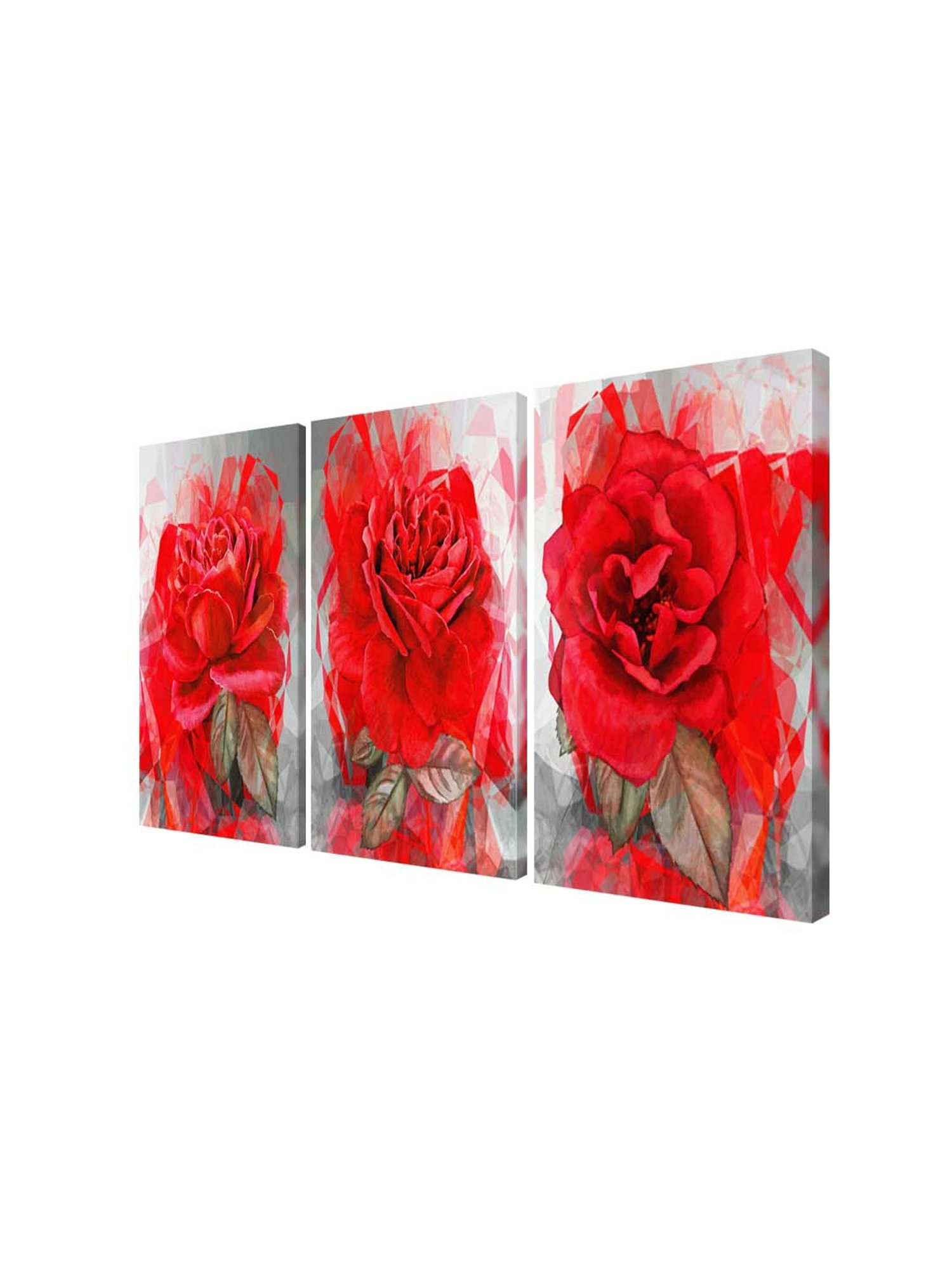 999Store Red & Grey Roses Art 3 Frame Canvas Paintings