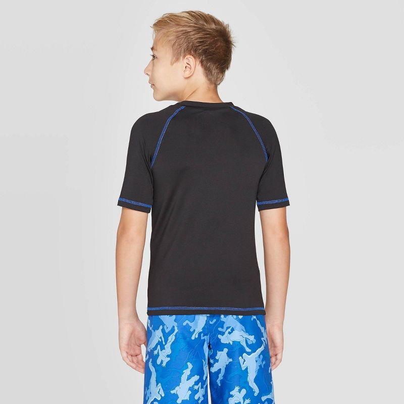 Boys' Fortnite Camo Print Rash Guard Swim Shirt - Black XXL