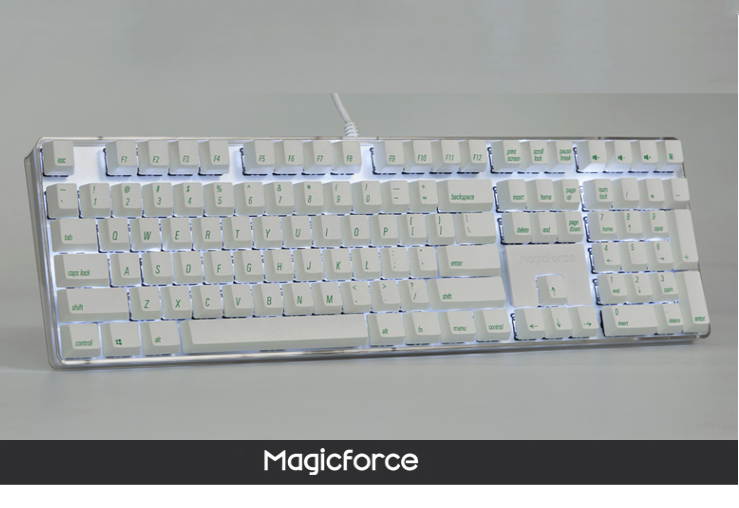 Qisan Magicforce N-key Rollover  Mechanical Keyboard Gaming Keyboard Cherry MX Brown  100% Full Size 108 Keys with White Backlight Case,PBT Keycaps