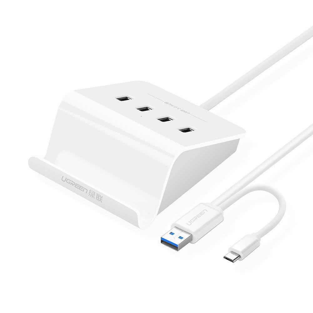UGREEN USB 3.0 Hub 4 Port Micro USB 2.0 OTG Hub Adapter with 3FT Cable and Phone Stand for Samsung Galaxy S7 S6 Edge S5 S4 S3, LG G4, Android OTG Cell Phone, Tablet, PC