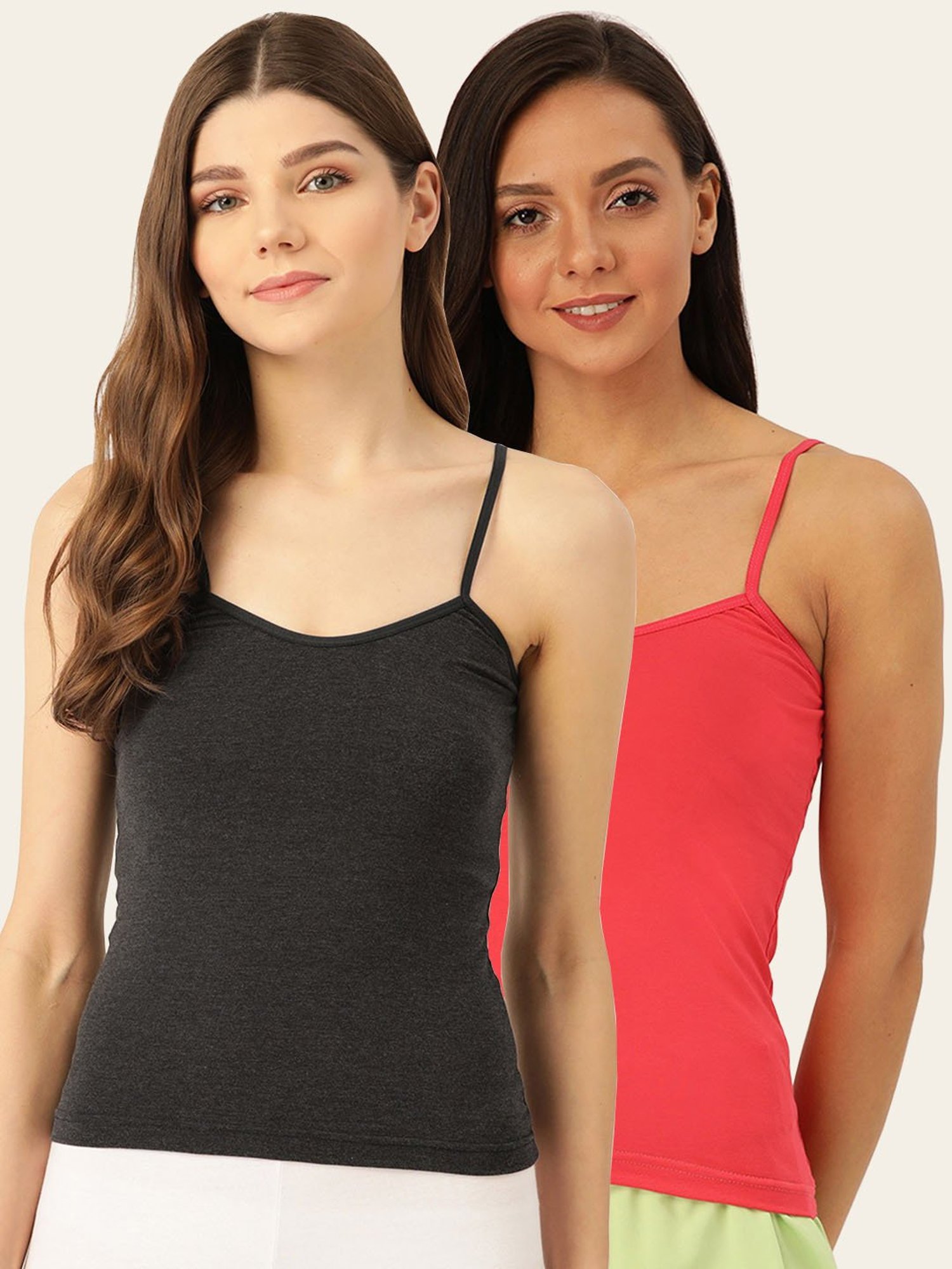 Lady Lyka Multicolor Cotton Camisole (Pack of 2)