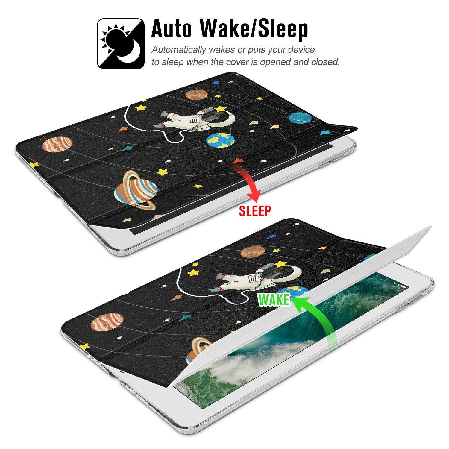 Ayotu New iPad 9.7 inch 2018/2017 Case,Slim Lightweight Auto Wake/Sleep Smart Stand Protective Cover with Translucent Frosted Back Magnetic Case for New iPad 9.7 inch Release Tablet-The Outer Space