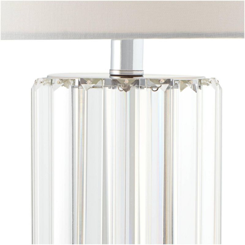 Regency Hill Traditional Table Lamps Set of 2 with Night Light Clear Glass Rod Brushed Nickel White Drum Living Room Bedroom House