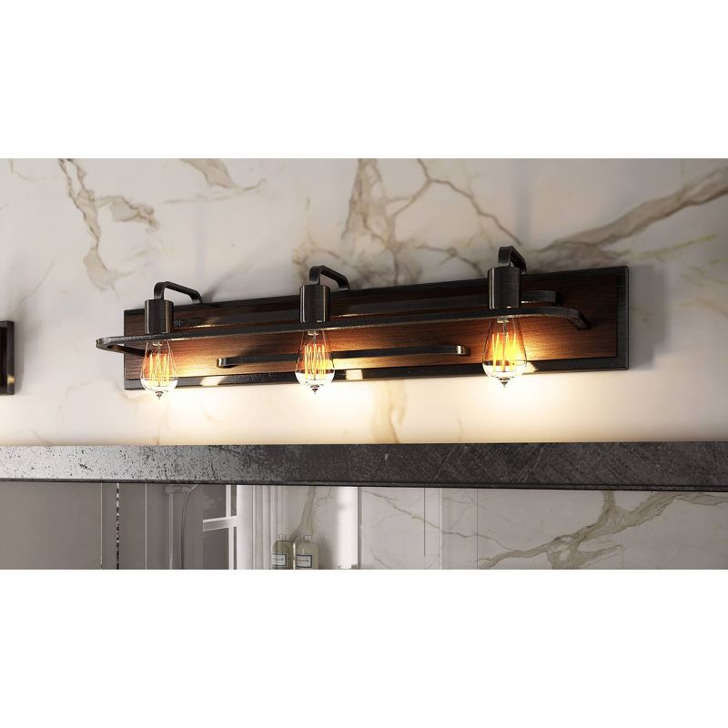 6" Lofty 3 Light Vanity Steel/Zebrawood - Varaluz