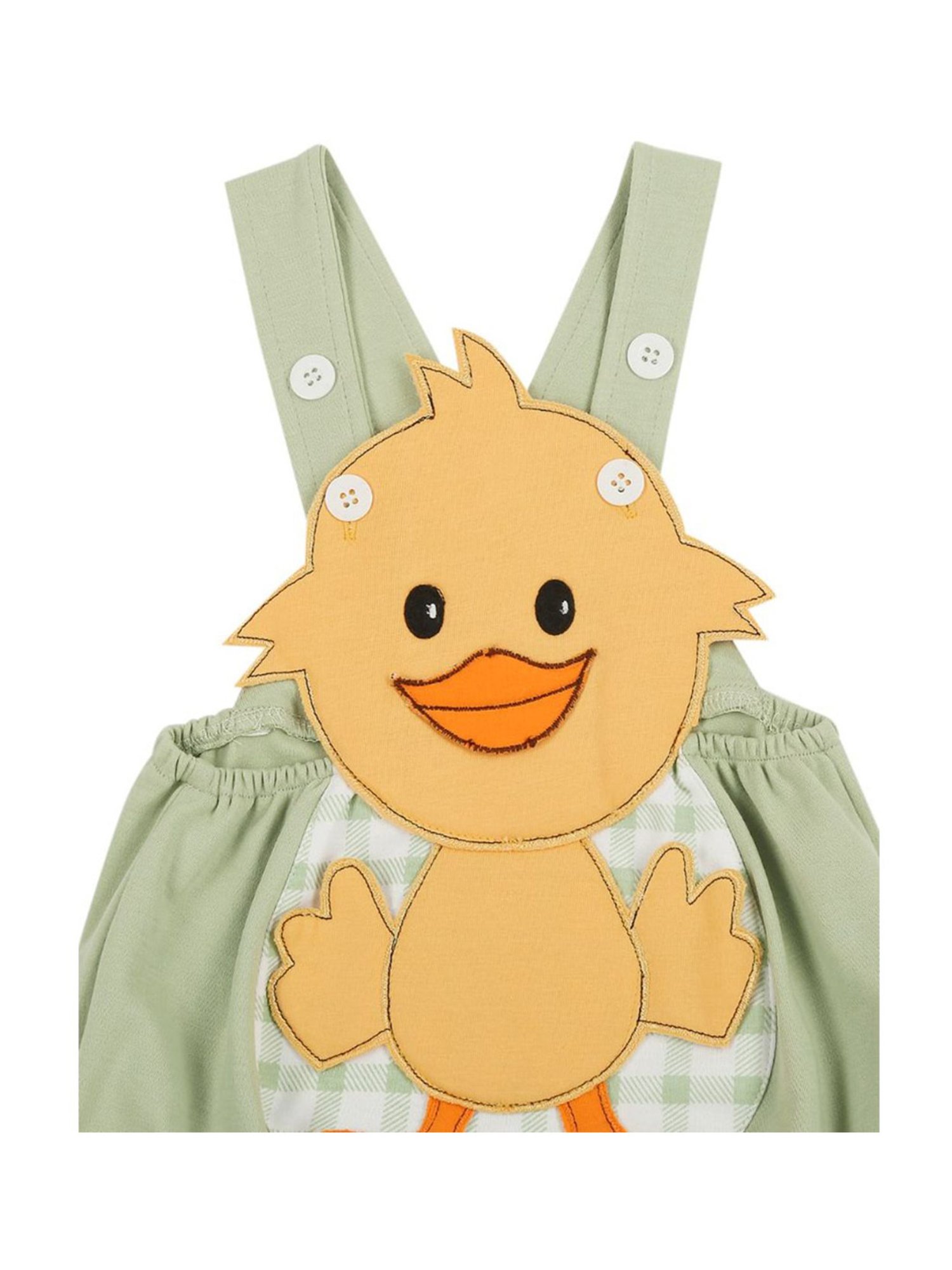 Mee Mee Kids Green & Orange Cotton Applique Dungaree Set
