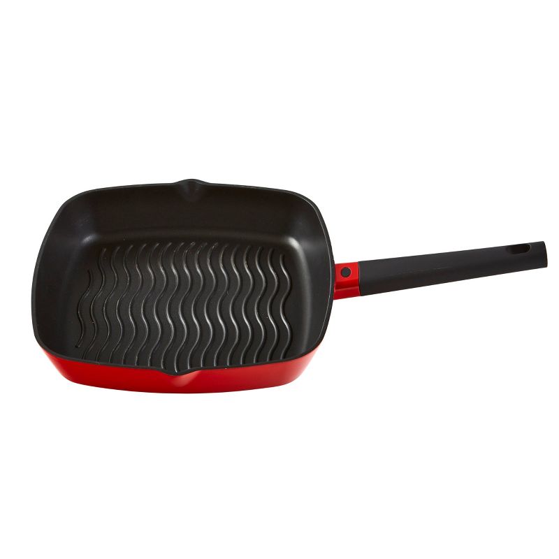 Imusa 11" Red Cast Aluminum Square Grill Pan with Soft Touch Handle
