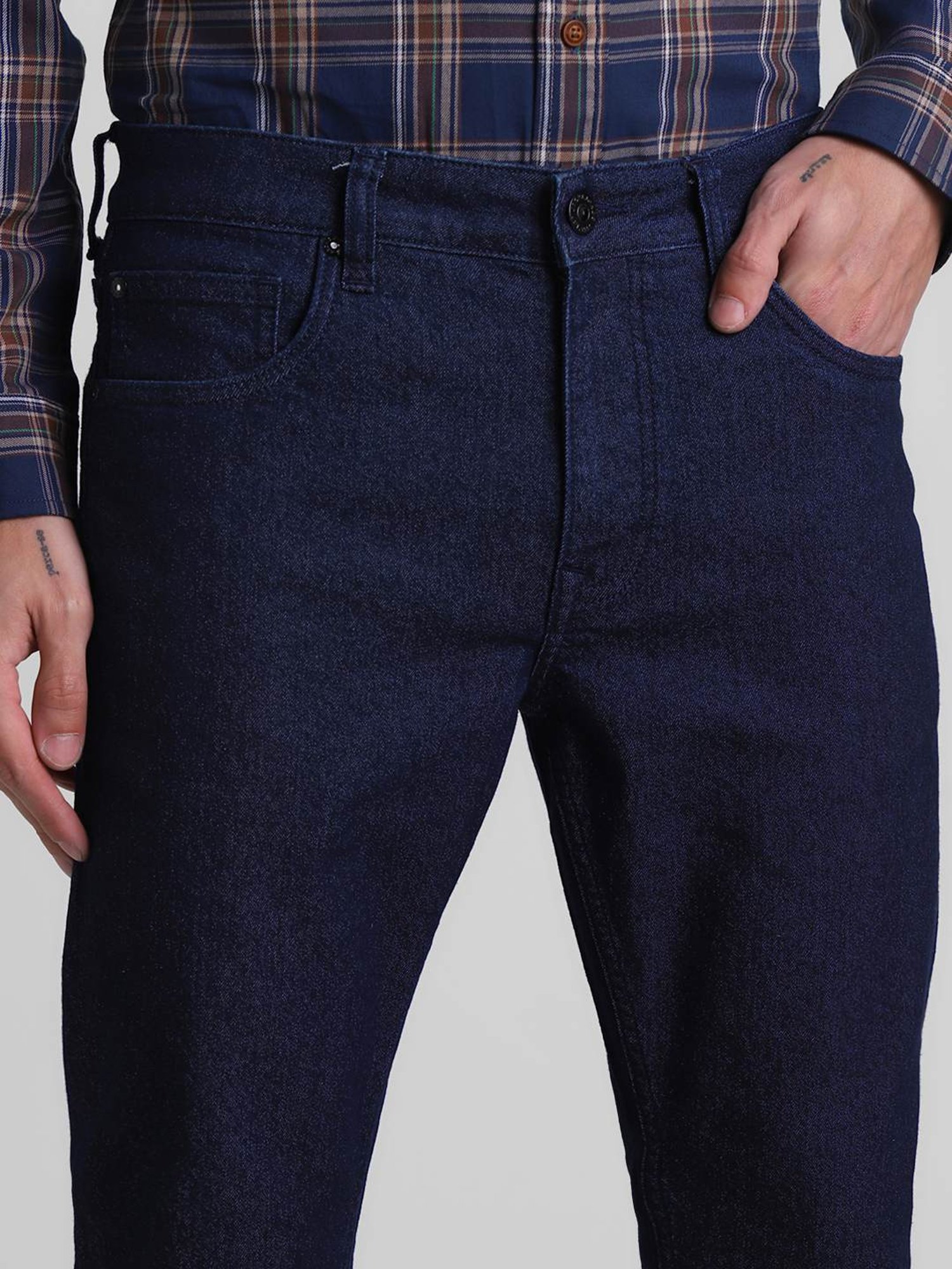 Jack & Jones Dark Blue Denim Cotton Skinny Fit Jeans