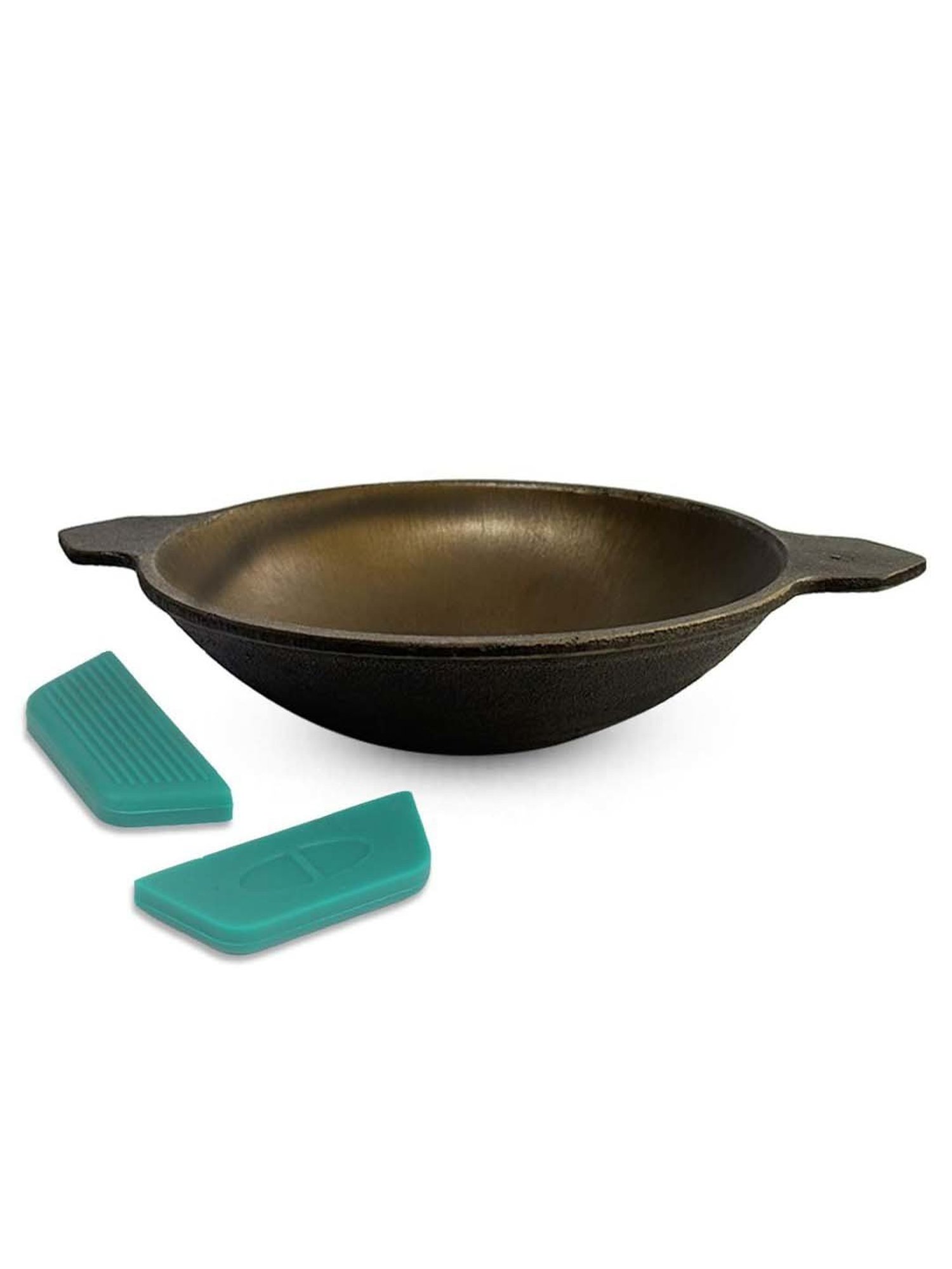 The Indus Valley Black Cast Iron 22.09 cm Vellapam Pan With Grip (0.5 L)