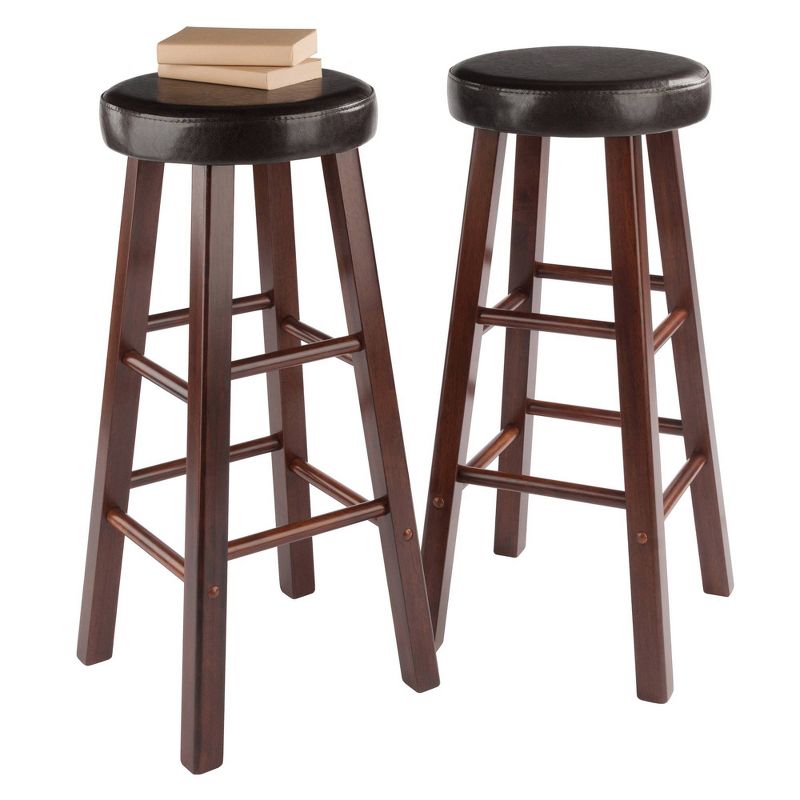 29" 2pc Maria Cushioned Barstools Walnut/Espresso - Winsome