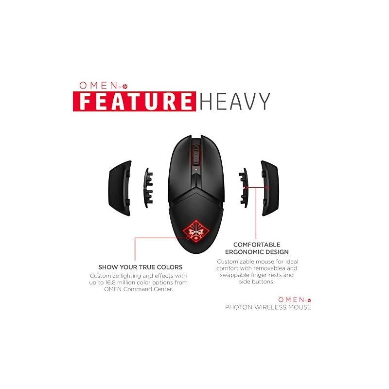 OMEN by  Photon Wireless Gaming Mouse with Qi Wireless Charging Programmable Buttons Custom RGB ESport DPI 6CL96AA