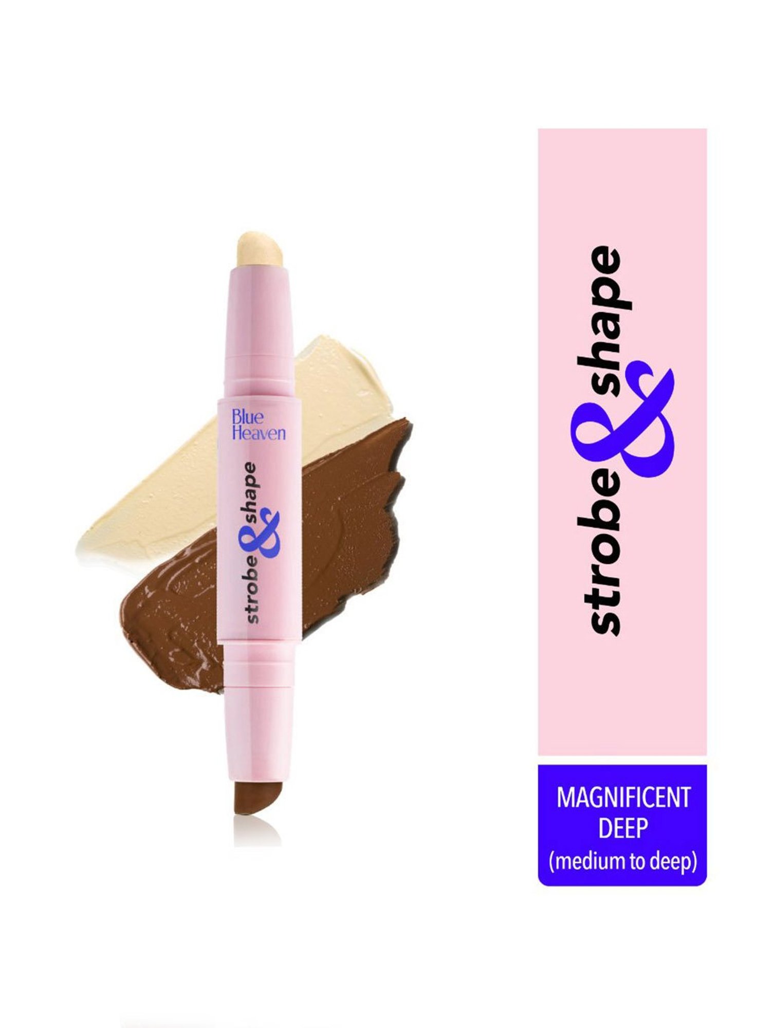 Blue Heaven Highlighter & Contour Duo Stick Magnificent Deep (Medium To Deep) - 3.5 gm