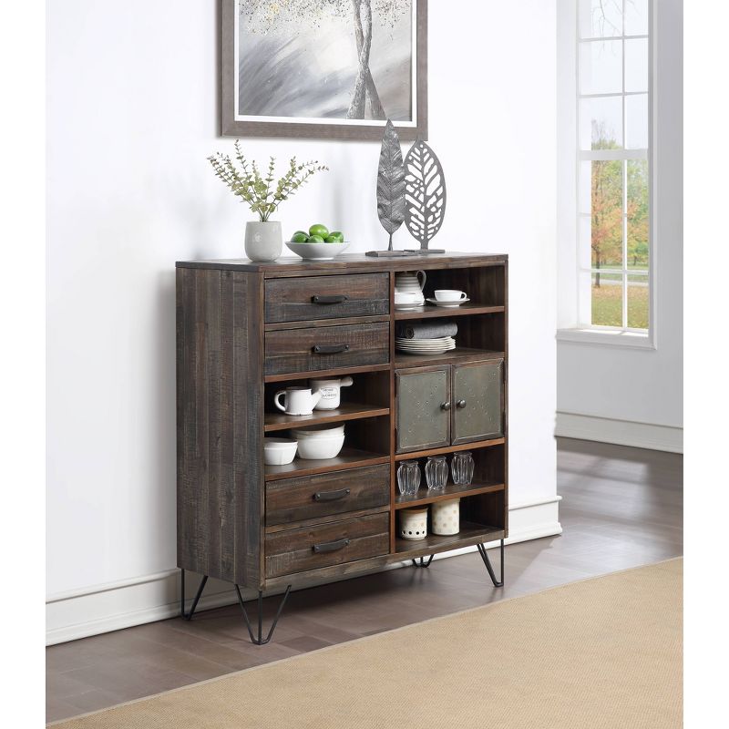 46" Alvara Court Vintage 4 Drawer 2 Door Bookcase Brown - Treasure Trove Accents