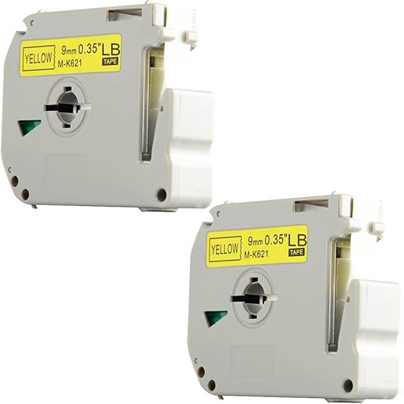 MK621 MK621s MK621 M621 035 Inch x 263 Feet 12mmx 8mBlack on Yellow Label TapesCompatible for Brother PTouch Label Makers PTM95 PT90 PT70BM PT65 PT80 PT70SR PT85 Cassettes 2 Pack