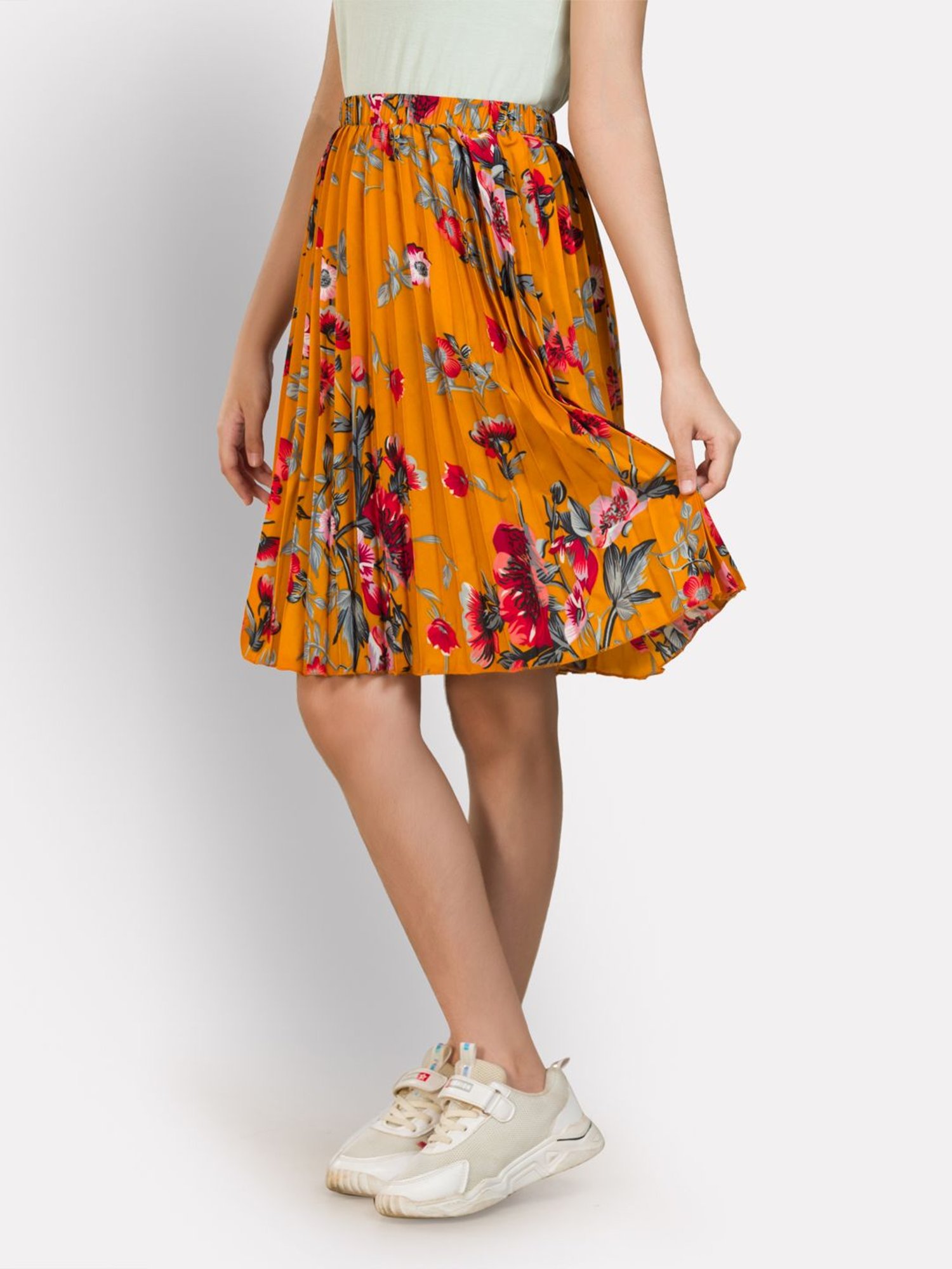 Uptownie Lite Kids Yellow Floral Print Skirt