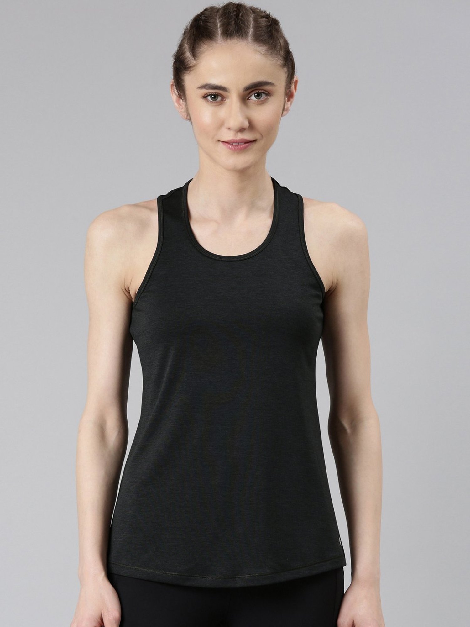 Enamor Black Slim Fit Tank Top