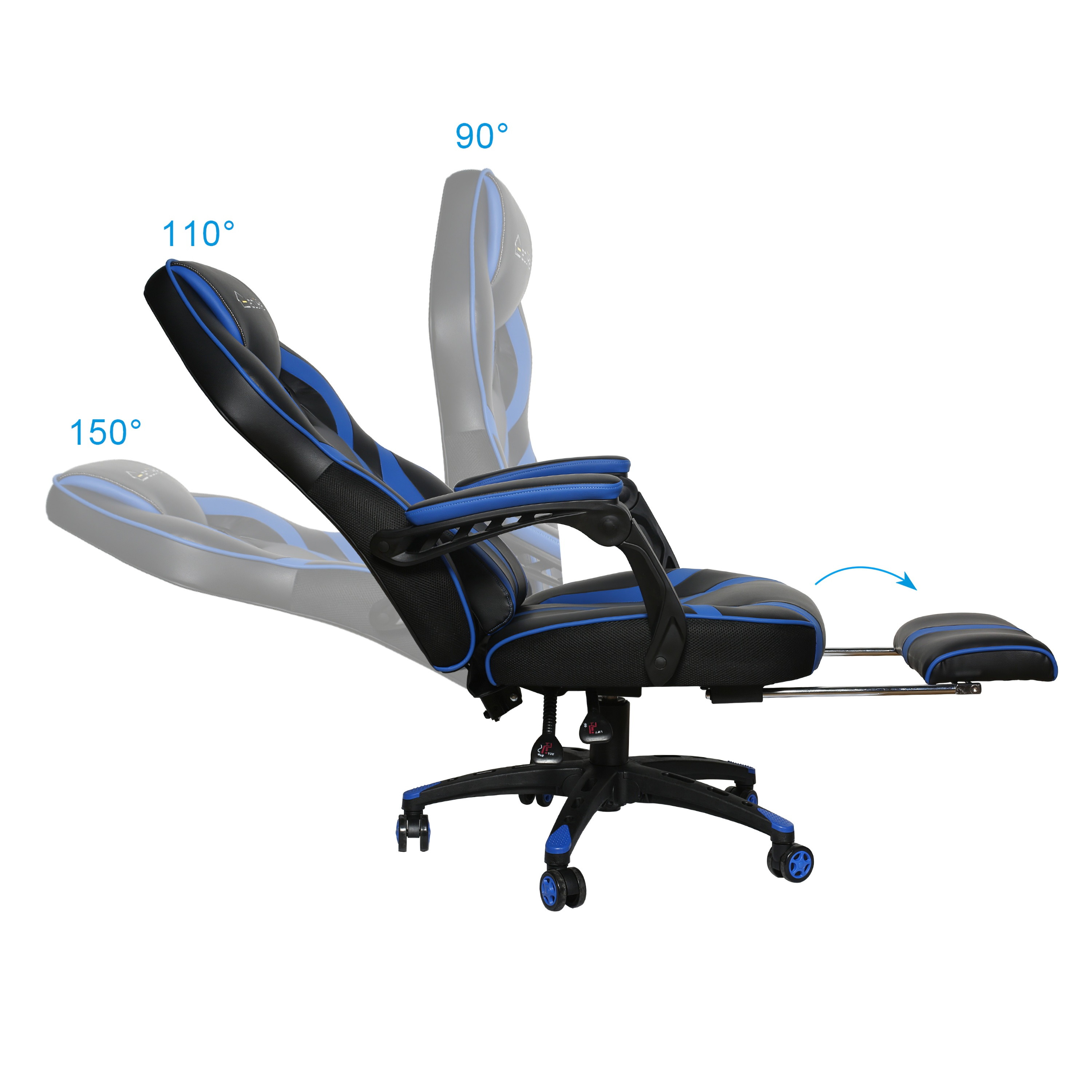 E-sports Massage Gaming Chair with footrest yellow
