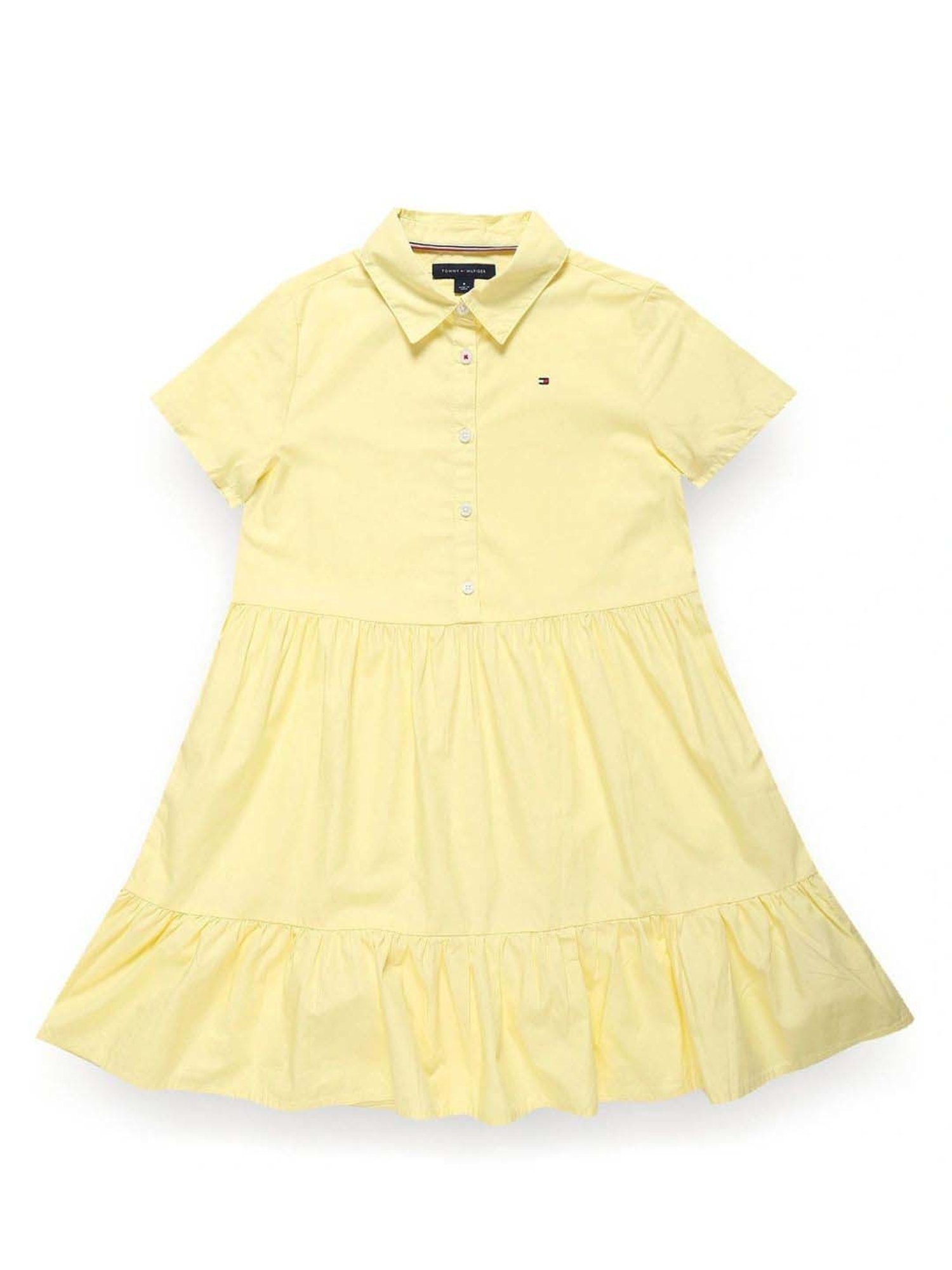 Tommy Hilfiger Girls Yellow Solid Regular Fit Casual Dress