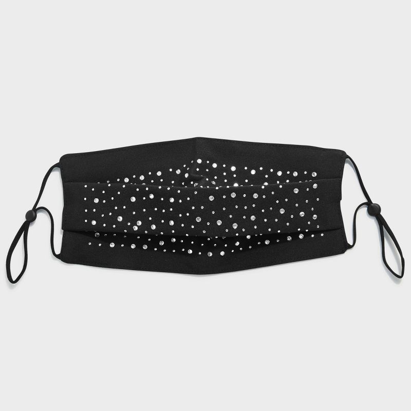 SUGARFIX by BaubleBar Women's Adjustable Rhinestone Embellished Fabric Face Mask - Black