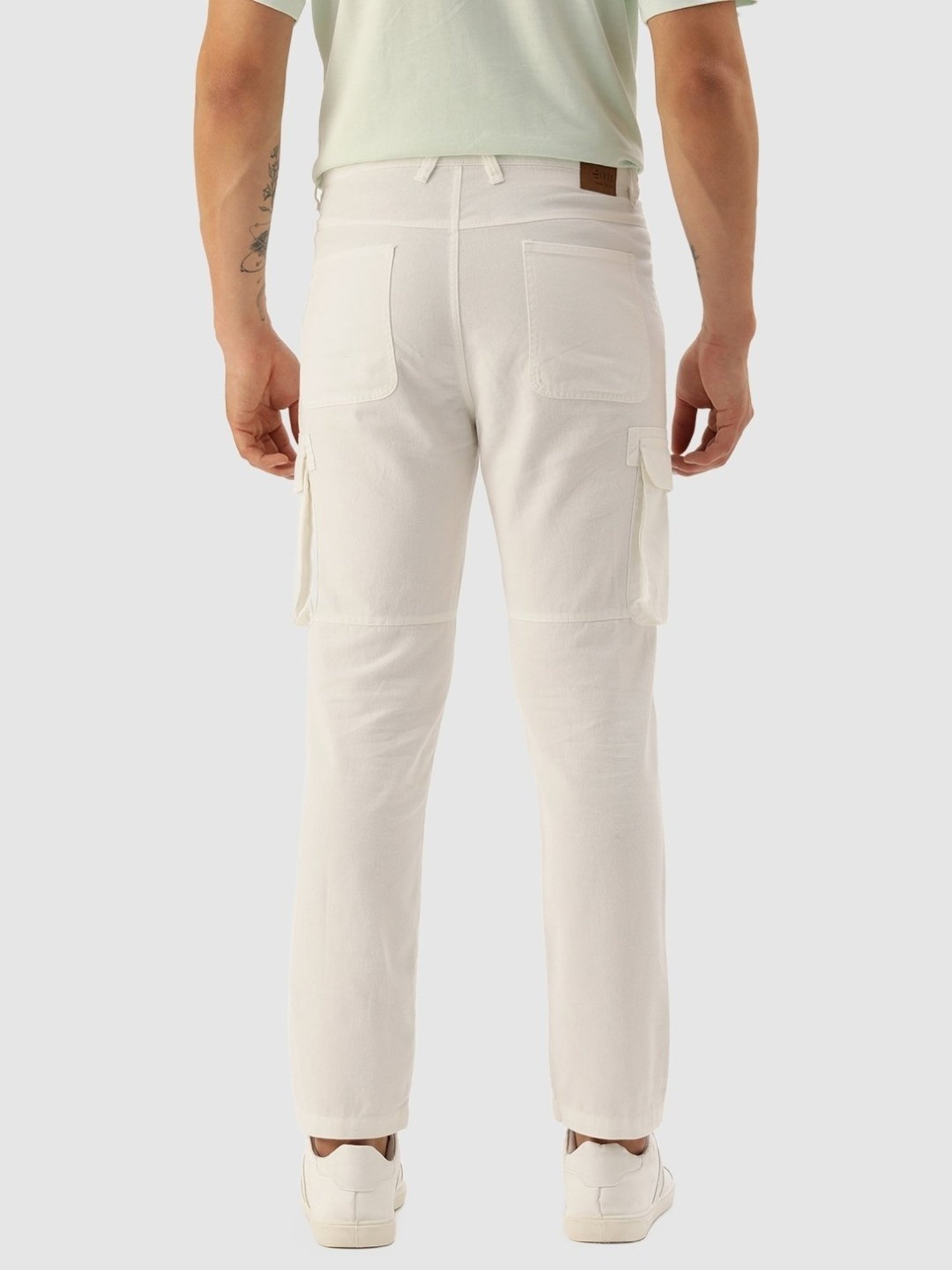 IVOC White Cotton Regular Fit Cargos