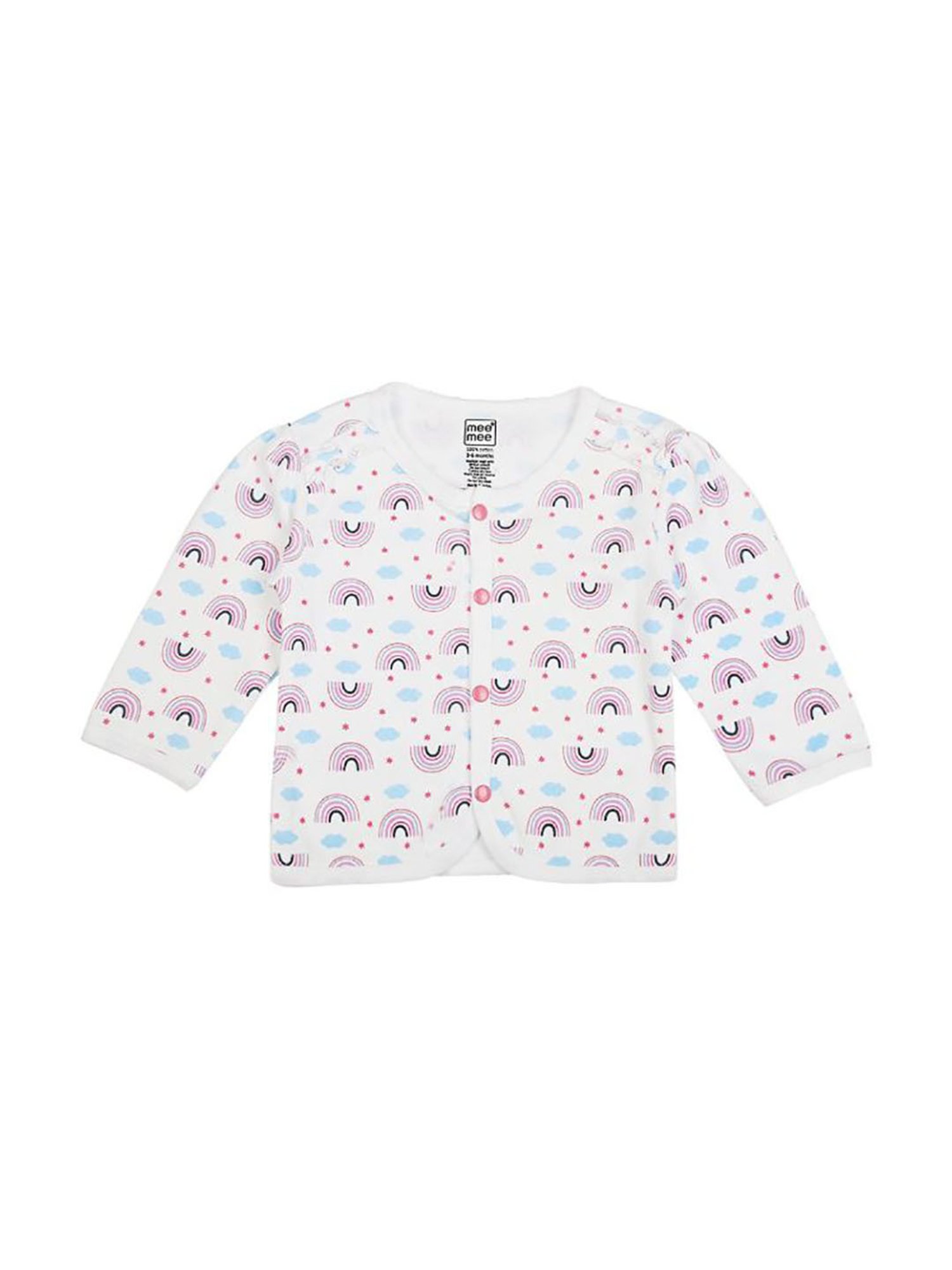 Mee Mee Kids White & Pink Printed Full Sleeves Jhablas (Pack Of 2)