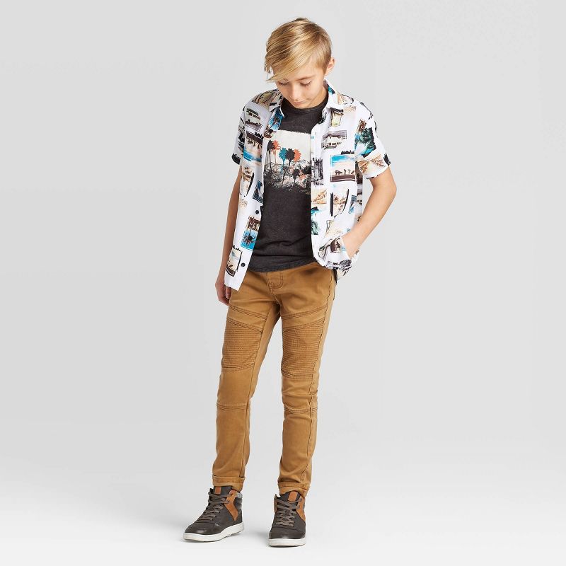 Boys' Tropical Short Sleeve Button-Down T-Shirt - art class™ White S