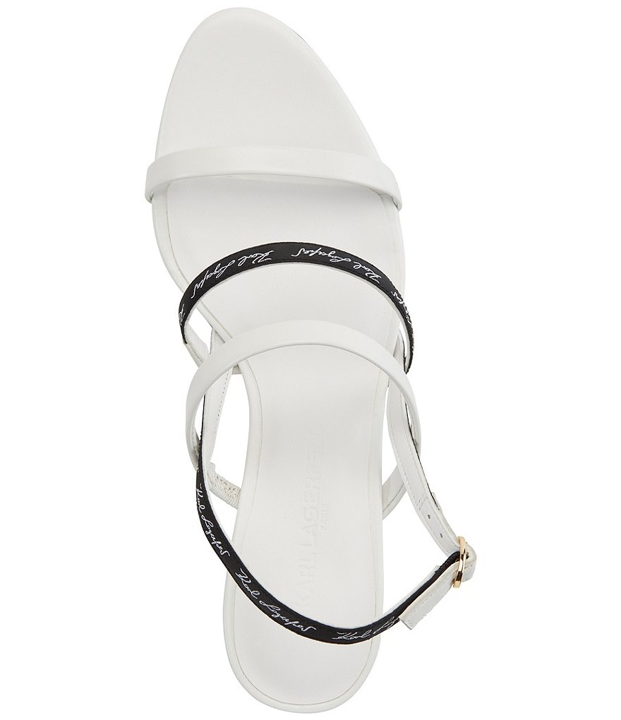 KARL LAGERFELD PARIS Dextra Script Logo Strap Kitten Heel Dress Sandals