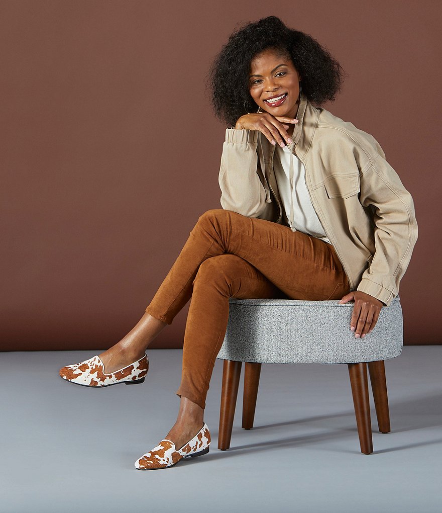 Vionic Willa Slip-On Cow Print Calf Hair Loafers