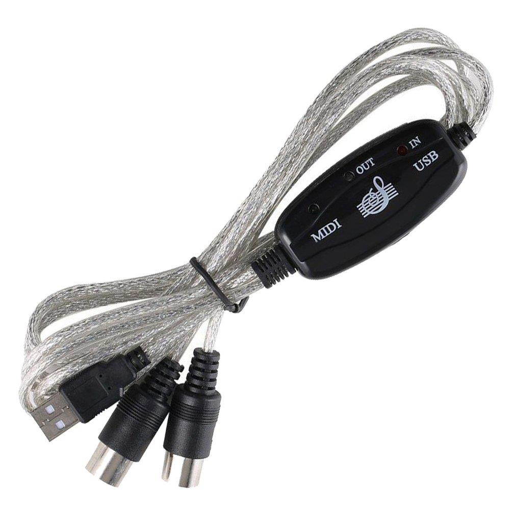 USB IN-OUT MIDI Interface Cable PC to Music Keyboard Converter Adapter Cord