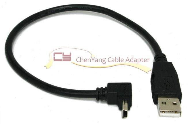 USB 2.0 A TYPE Male to 90 degree Up Angled USB Mini B 5PIN Male cable 50cm