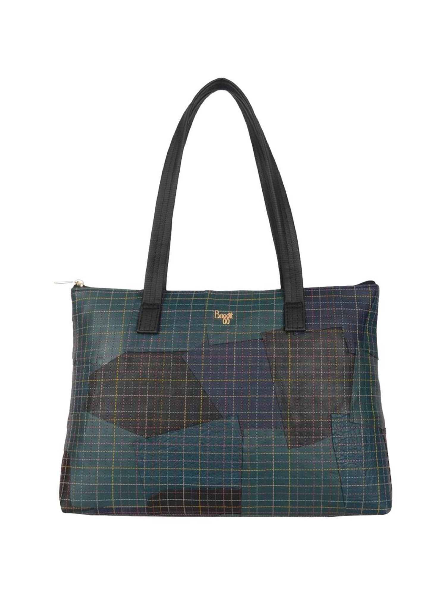 Baggit Magen Black PU Checks Laptop Messenger Bag