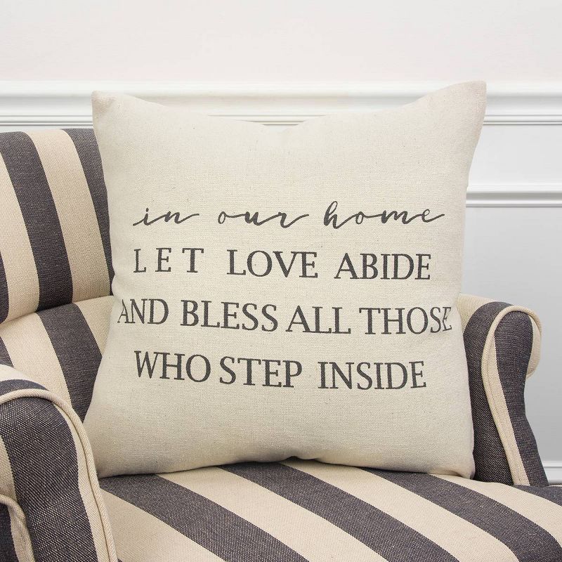 20"x20" Oversize 'In Our Home' Sentiment Poly Filled Square Throw Pillow Neutral - Rizzy Home
