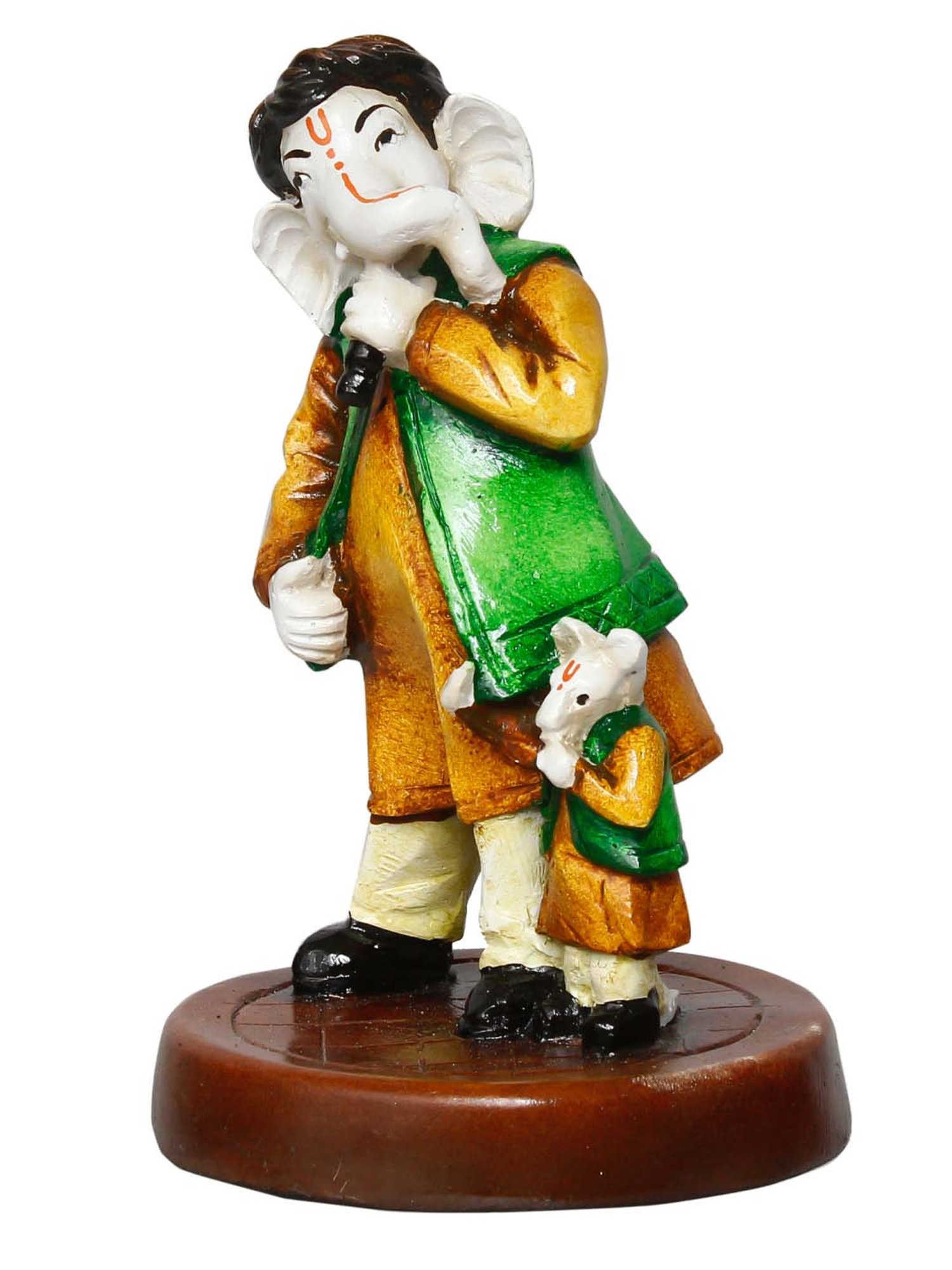 eCraftIndia Lord Ganesha Singing with Mushak Colorful Handcrafted Decorative Figurine