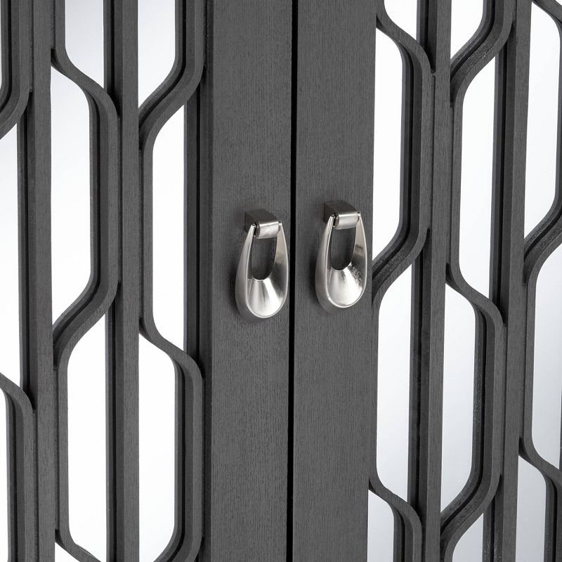 55 Downing Street Carson 34" Wide Gray Wood Mirrored 2-Door Cabinet