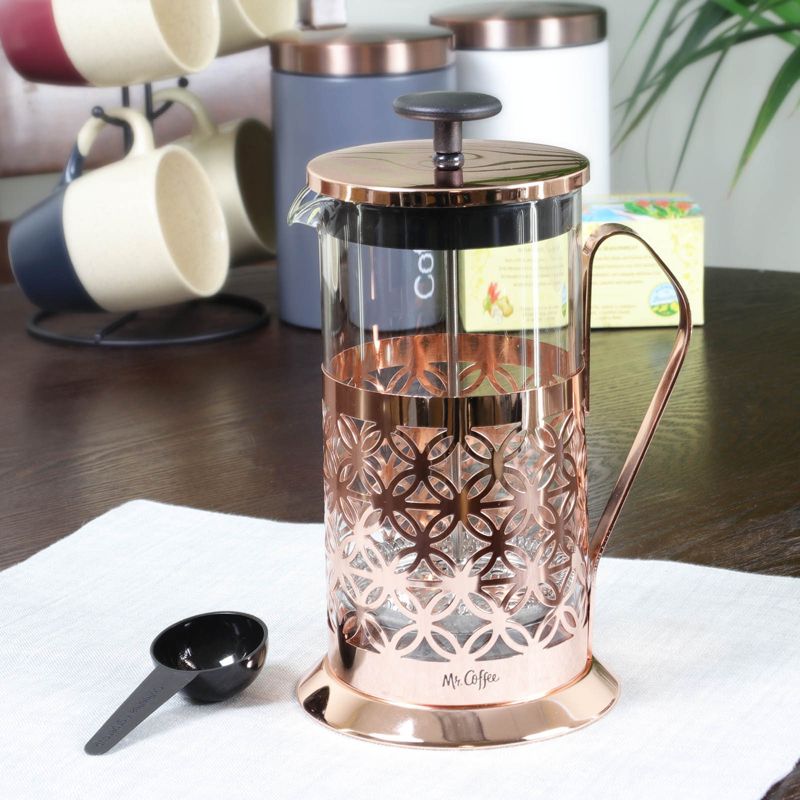 Mr. Coffee Trellise 32 oz Coffee Press With Scoop in Rose Gold