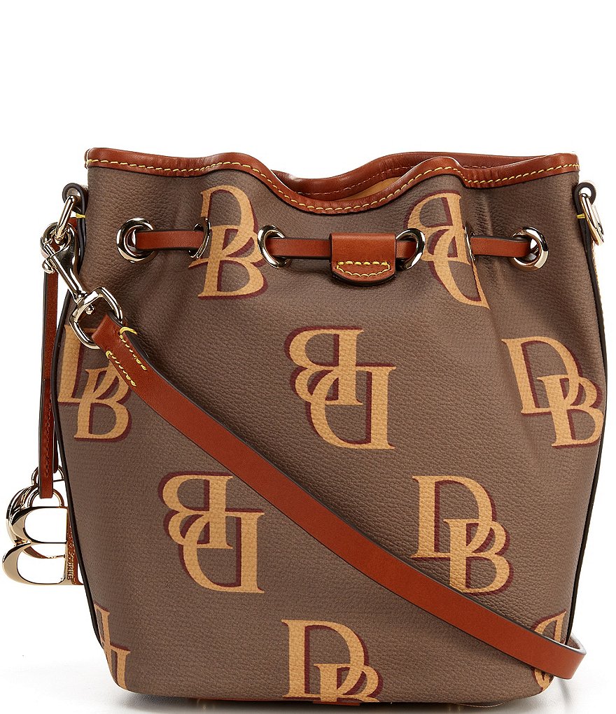 Dooney & Bourke Signature Monogrammed Collection Small Drawstring Bucket Bag
