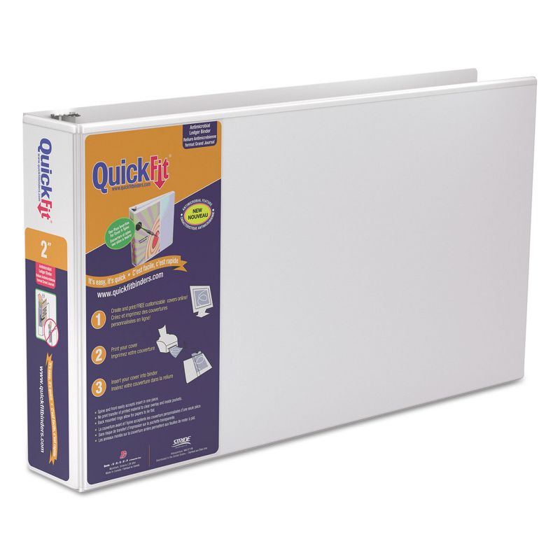 Stride QuickFit Ledger D-Ring View Binder 2" Capacity 11 x 17 White 94030