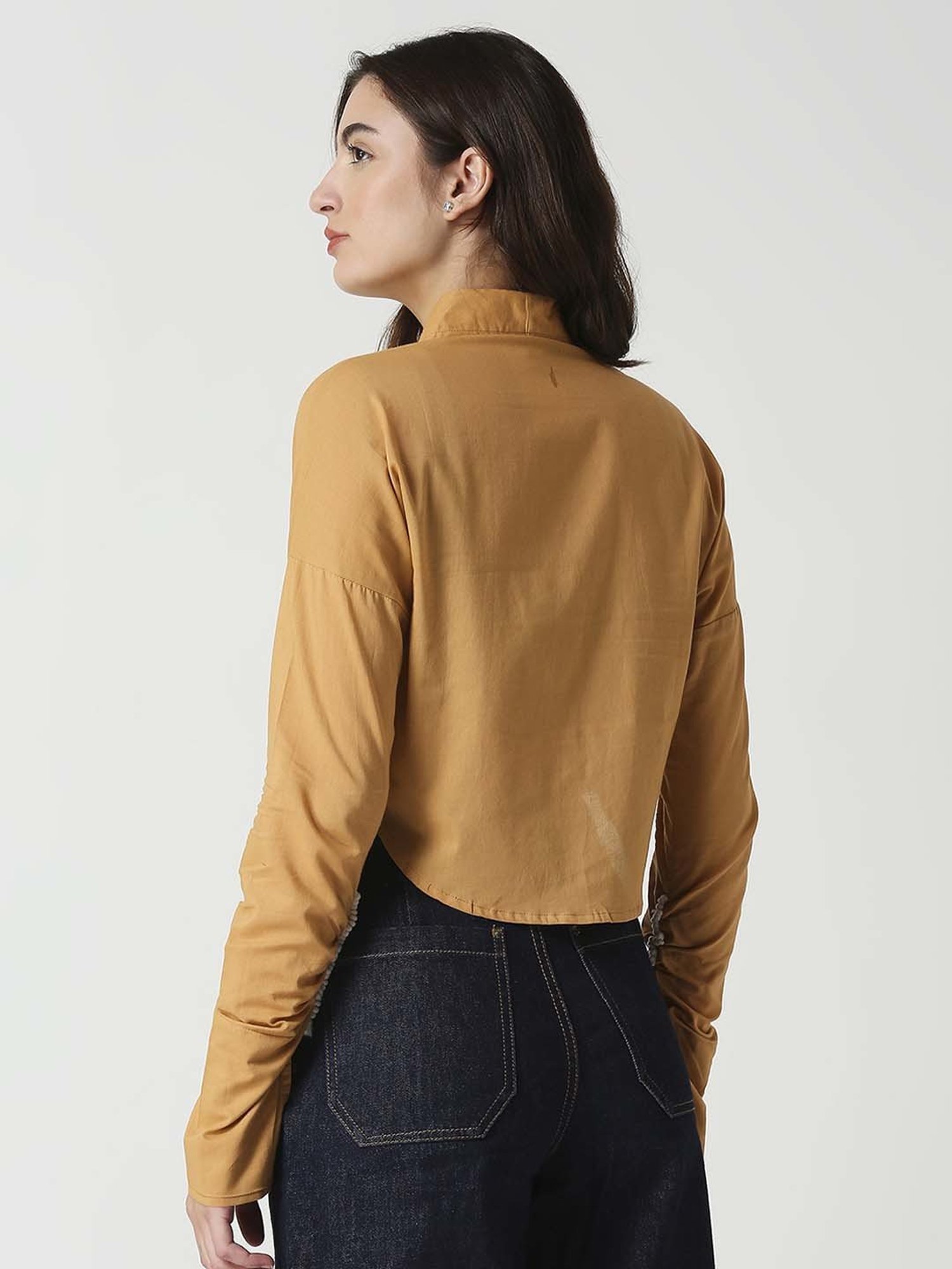 Remanika Mustard Cotton Embroidered Shirt