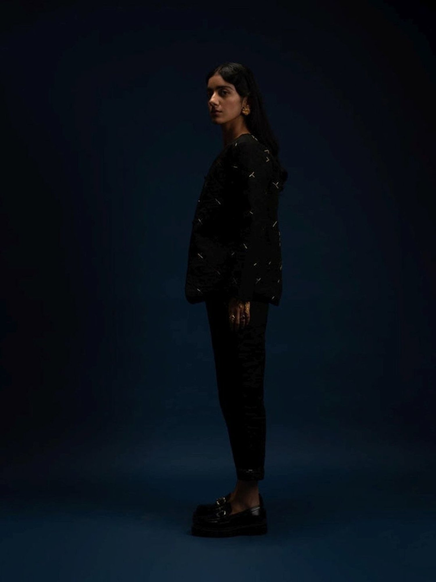 Khajoor Studio Black Fragments Dancing Stars Quilted Jacket